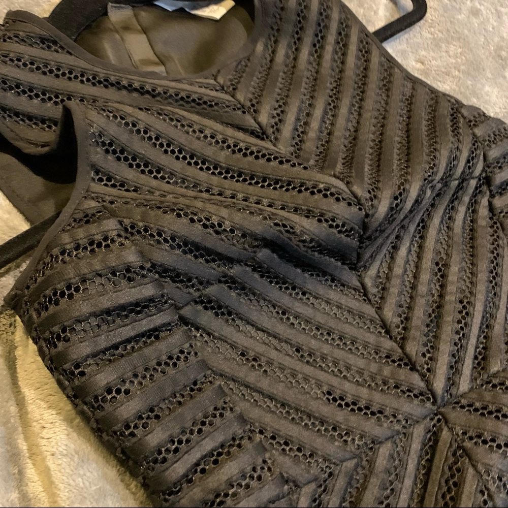 H&M Black Mesh Chevron Textured Dress XS Size 2 - Picture 11 of 15